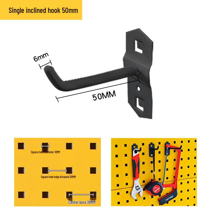 Перфорированная металлическая панель черного цвета с крючками - Настенная стойка для хранения инструментов 619₽