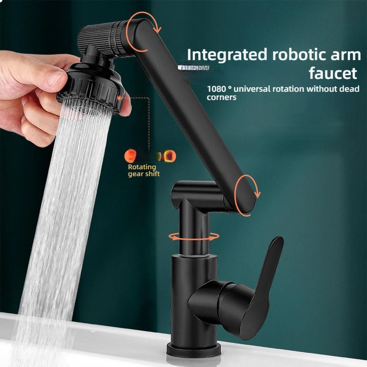 

Sink Hot and Cold Water Faucets Mechanical Bathroom Basin and Sensor Universal Arm Adjustment Kitchen Splash-proof Faucets