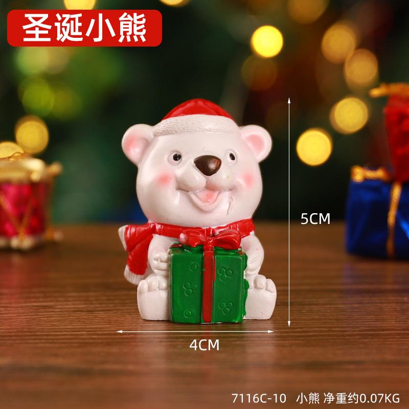 Christmas Mini Resin Figurines Christmas Decorations Ornament Desktop Cute Santa Clause Snowman Elk Ornament Navidad Xmas Decor