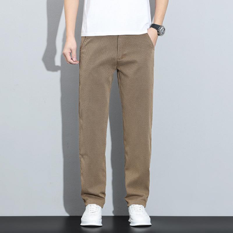 Vertical anti-wrinkle straight-through casual pants summer men's comfortable versatile loose business trousers trendy wide-leg pants men