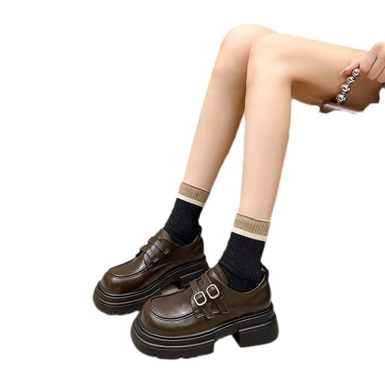 Small leather shoes women's autumn new comfortable and versatile platform shoes