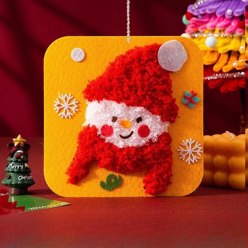 Christmas DIY Embroidery Sewing Kit Knitting Ball Craft with Colorful Non-woven Fabric Safe Needles Holiday Handmade Themed Set