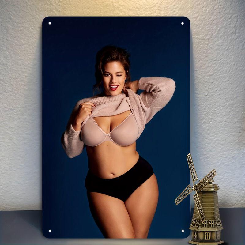 Vintage Kvinlig Silhuett Metall Logotyp för Bar & Garage