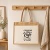 Sac Cabas Jute avec Poche J’peux pas je préfère le Café J'peux pas minimaliste | Toile de Jute et Coton 21 L Fond Plat Anses 65 cm