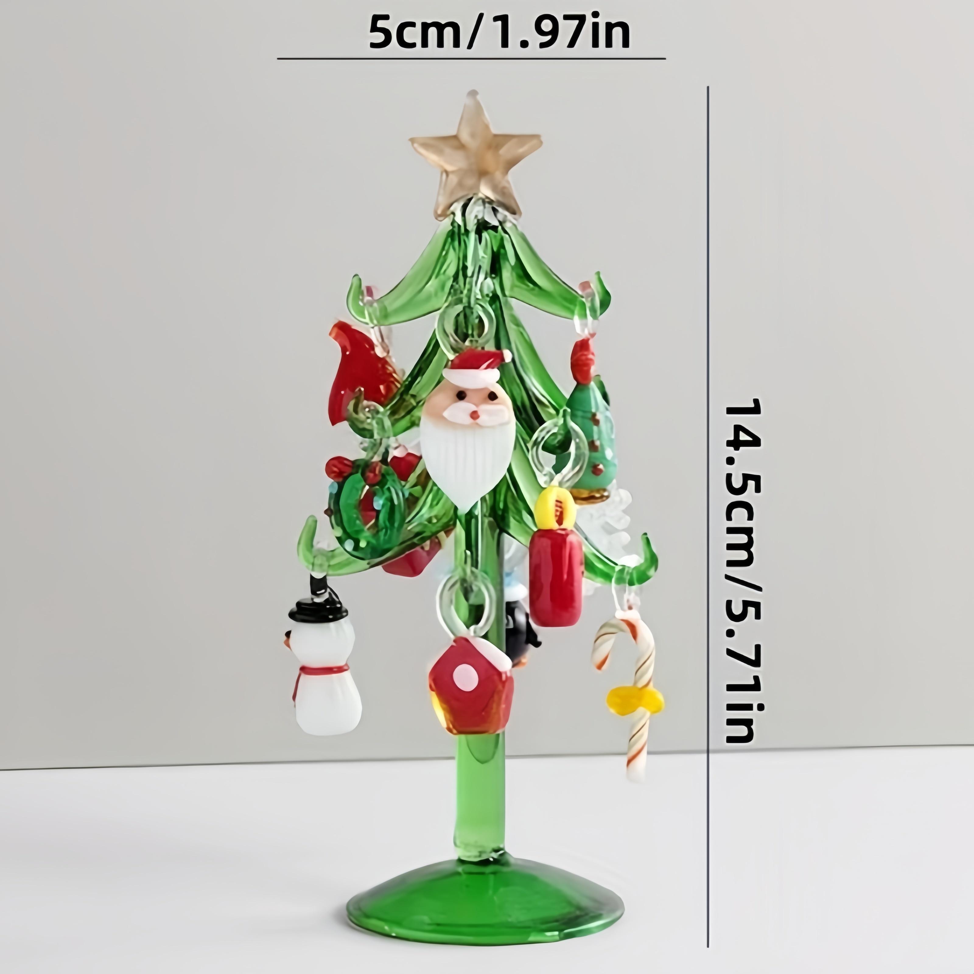

Glass Christmas Tree Ornament Glass with Colorful Hanging Baubles Snowman Candy Cane Bell Charms Christmas Table Decoration 2026 зелений