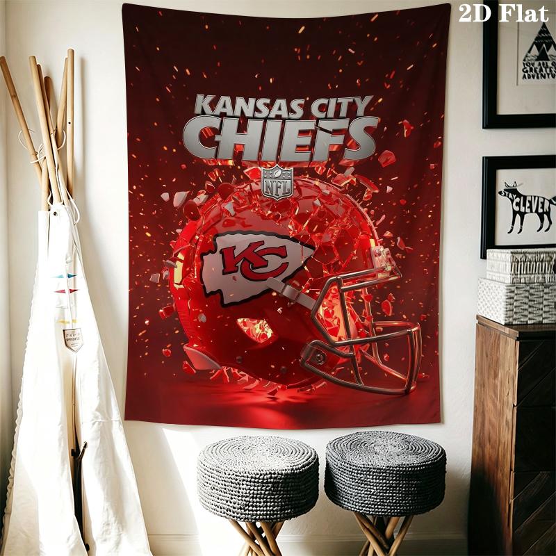 Kansas City Chiefs Wall Tapestry Aesthetic Wall Hanging Printed Fabric Blanket Decorative Tapestries for Bedroom Living Room Home Decor