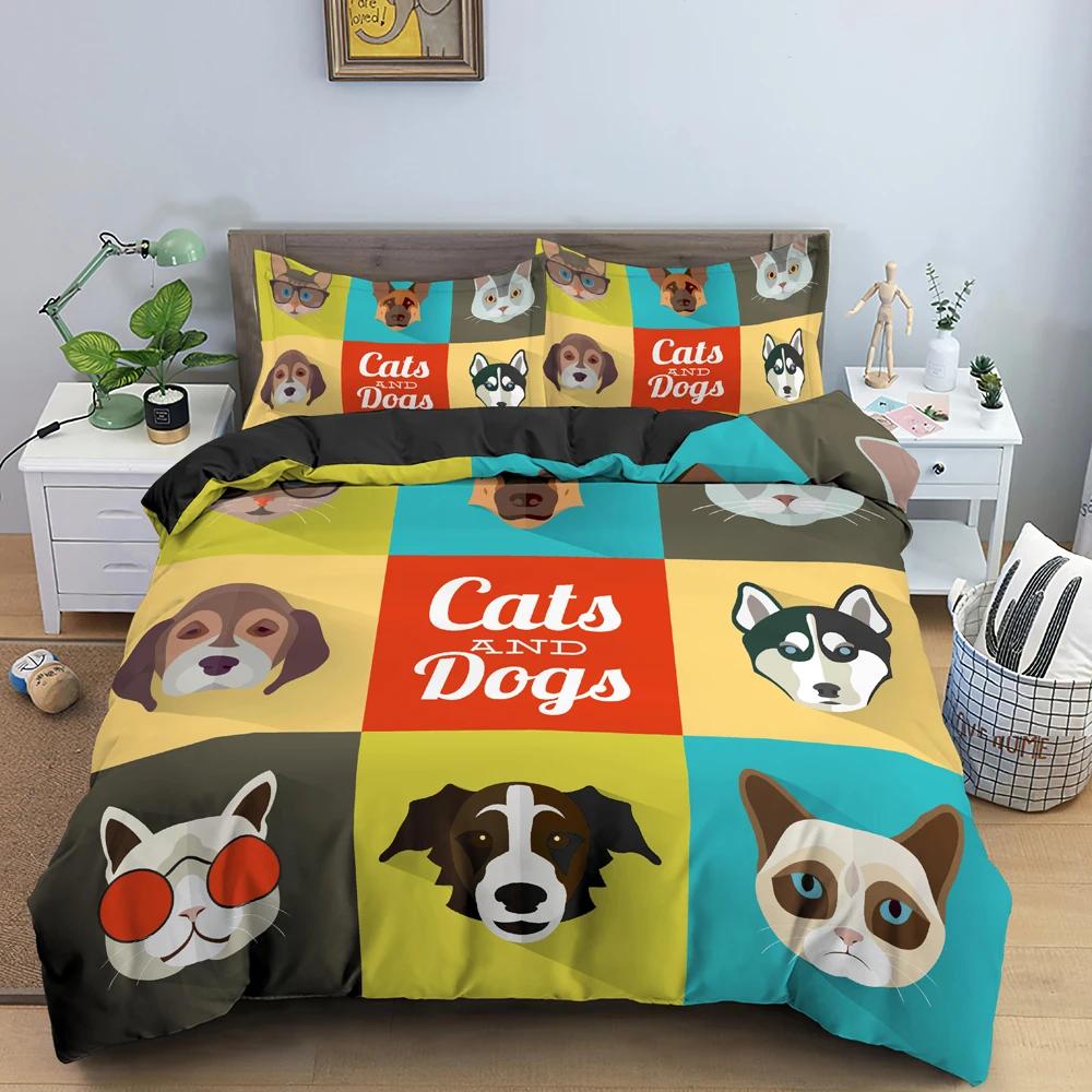 Dackel Bettwäsche Set Niedlich Bunt Welpe Bettbezug Cartoon Bettdecke Haustier Hund King Queen Full 2/3PCS Polyester Bettbezug