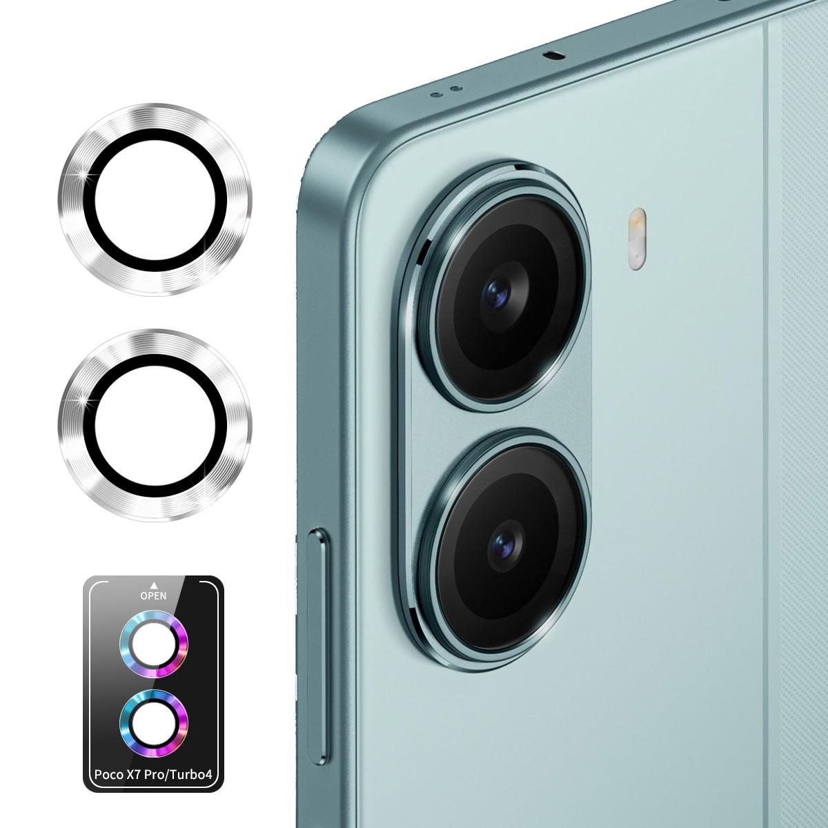 

For Xiaomi Redmi Turbo 4 5G/Xiaomi Poco X7 Pro 5G Camera Lens Protector ENKAY Hat-Prince Metal Ring Lens Film Silver