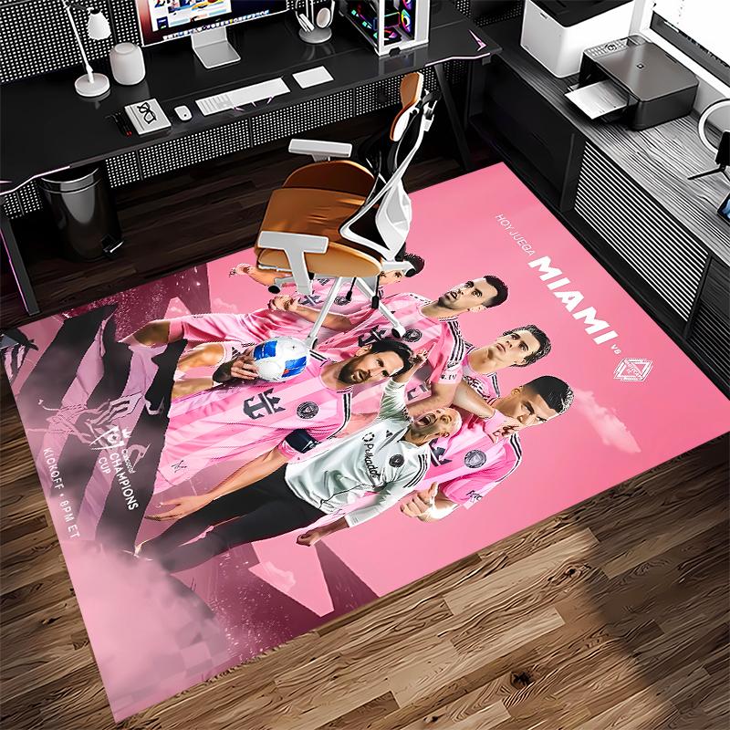 1pc Inter Miami CF Print Area Rug - Soft,Washable Non-Slip Indoor Mat for Office Chairs,Living Room,Home Office Decorative Rug