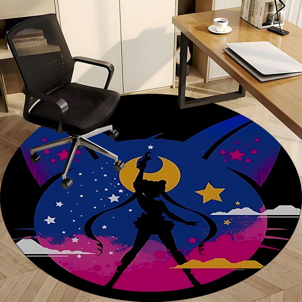 1pc Sailor Moon Eternal Office Round Area Rug, Indoor Mat Suitable For Office, Under Office Chairs Bedroom Living Room Home Decor, Room Deco