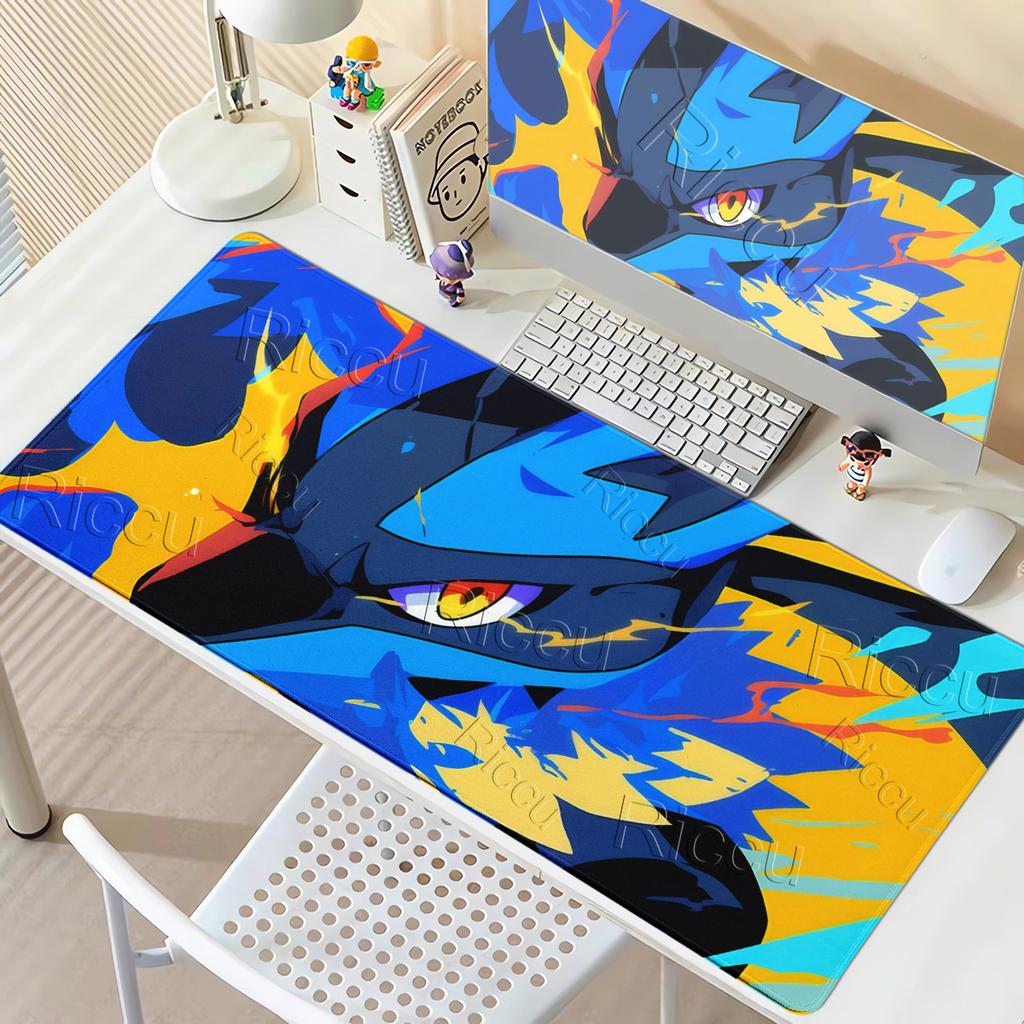 Mouse Pads Kawaii Anime Pokemon Lucario Pattern Carpet Computer Laptop Keyboard Professional Mats Office Gaming Accessories Rug