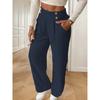 New Vertical Floor Length Casual Pants, High Waisted Pants, Loose and Elegant Straight Leg Women's Niche Design, Solid Color Pants