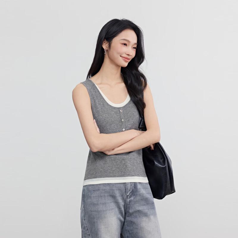 Elva' Island Women's Color Block Faux Two-Piece Knit Vest