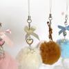 Plush Ball Shapes Key Chain Pendant Faux Furs Key Rings for Phones Cute Jewelry