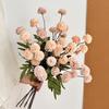 Artificial Pompon Mum, 5 Heads Faux Mini Chrysanthemums Ball, Small Fake Flower Stem for Vase Filler, DIY Bouquet, Autumn Table Centerpiece, Flower