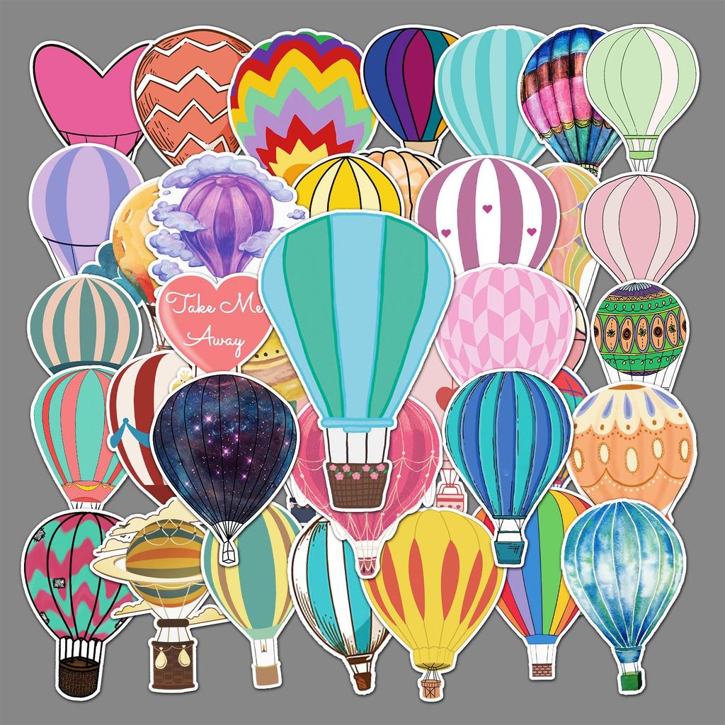 50-Pack Creative Hot Air Balloon Stickers - Perfect for Skateboards, Luggage, Laptops, Cars, and Motorcycles.