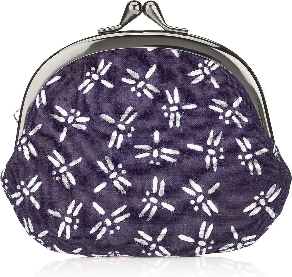 Maruzen Japanese Pattern Bleached Clasp Dragonfly 0 Wallet/Coin Case, 3.3-inch Closure, Design,