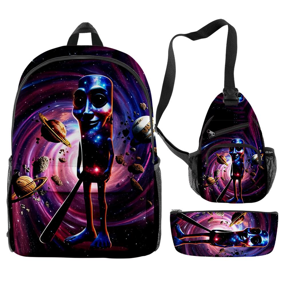 Hip Hop Populaire Cartoon Grappige tungtungtung 3D Print 3 stuks/Set leerling Schooltassen Reizen Laptop Rugzak Borsttas Etui