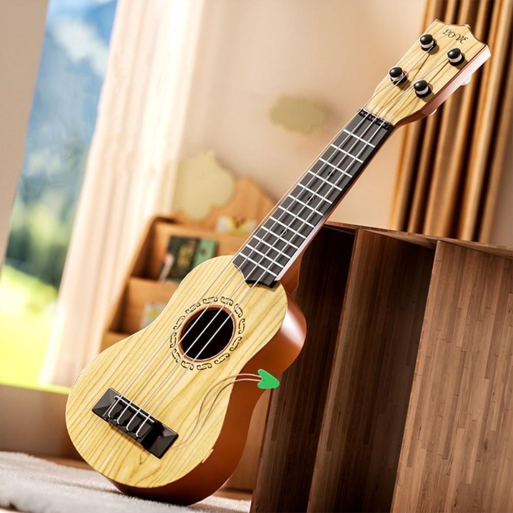 4 Strings Ukulele Musical Instrument Toy Adjustable Knob Classical Simulation Ukulele Toy Playable Durable Kids Musical Toys