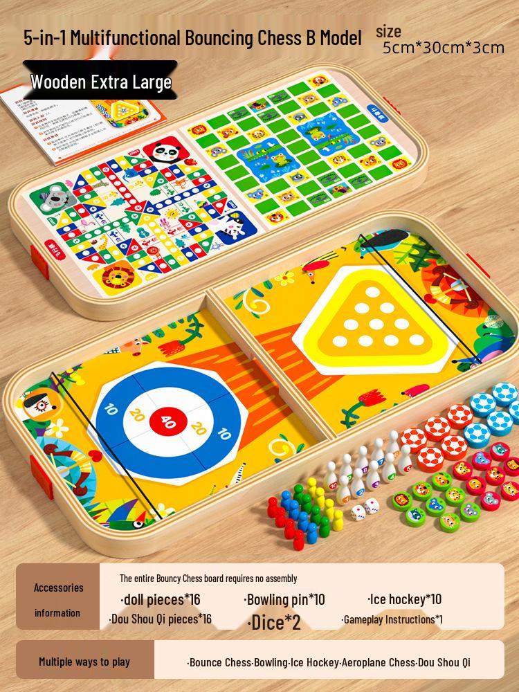 Bouncing Chess Catapult: Wooden Two-Player Battle Game for Parent-Child Interaction & Educational Fun
