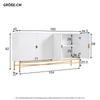 Sideboard with Raised Texture 160cm, with Four Doors, Golden Brushed Handles and High-Gloss Table Legs, White, 160×40×82cm(old sku N657P28156667W)
