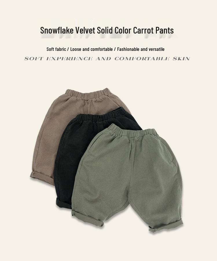 Korean Retro 2025 Autumn Unisex Casual Loose Fit Pants - Pure Cotton Children's Harem Carrot Style
