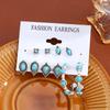 Vintage Turquoise Tibetan Silver Color Earring Sets For Women Boho Ethnic Geometric Heart Shape Leaf Shell Drop Earrings Jewelry