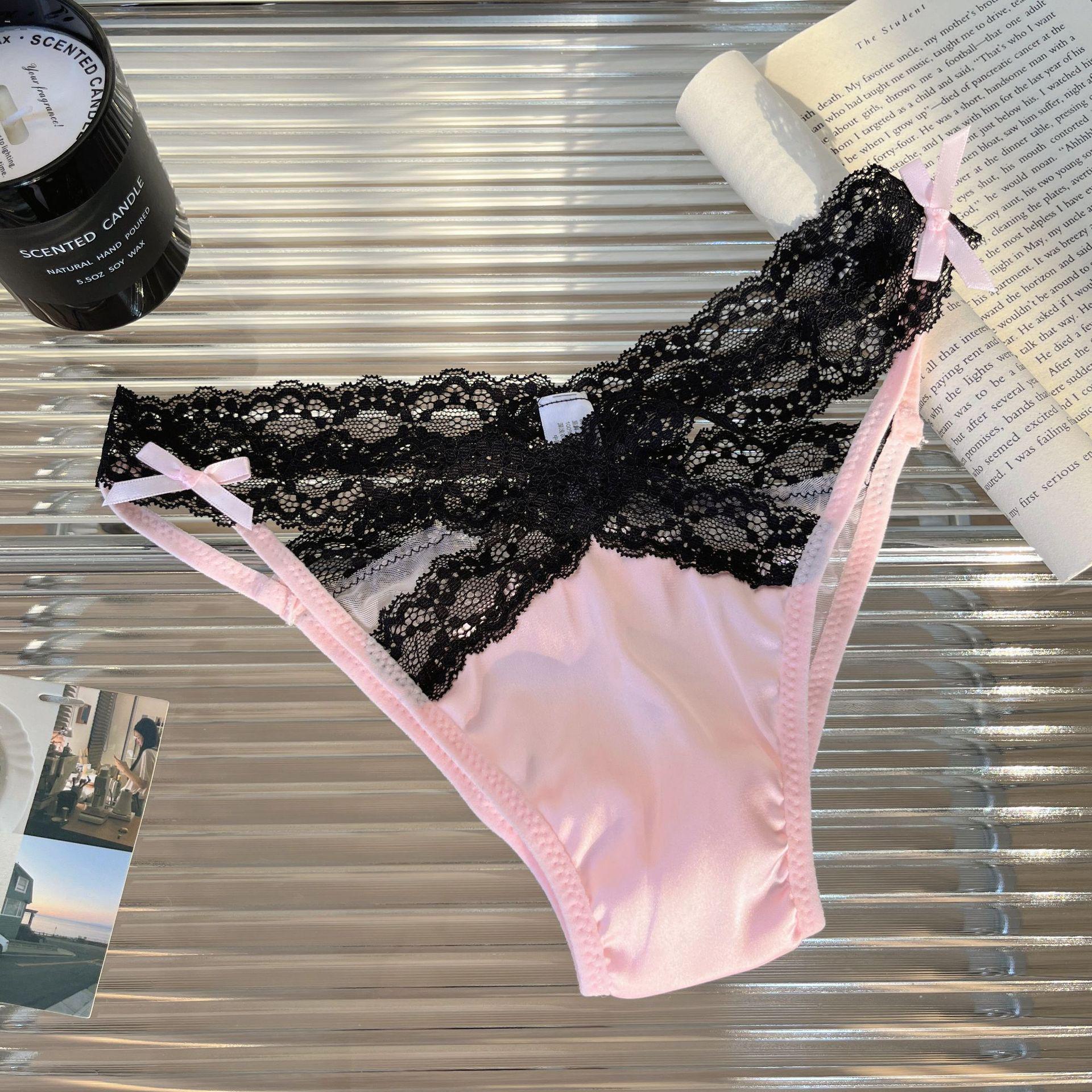 

Сатиновые трусики с цветными блоками и кружевом: Сексуальный бесшовный треугольный дизайн с вырезами для женщин M (40-50 kg)