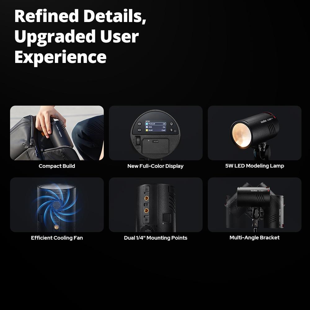 Godox AD100ProII 100Ws 1/8000s HSS TTL Mode Strobe Pocket Flash for Portrait Photography with 1.5s Recycle Time HD Color Screen