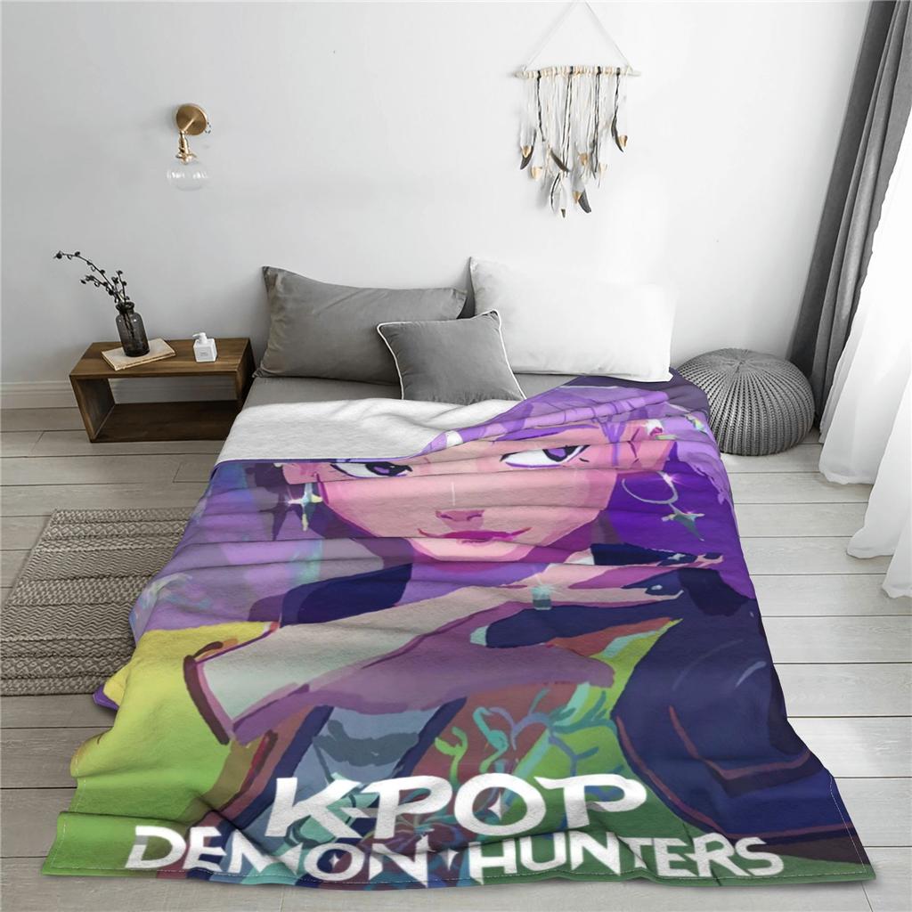 K pop Demon Hunters Blanket Quality Soft Warm  Throw Blanket Winter Kids Living Room Aesthetic Bedspread