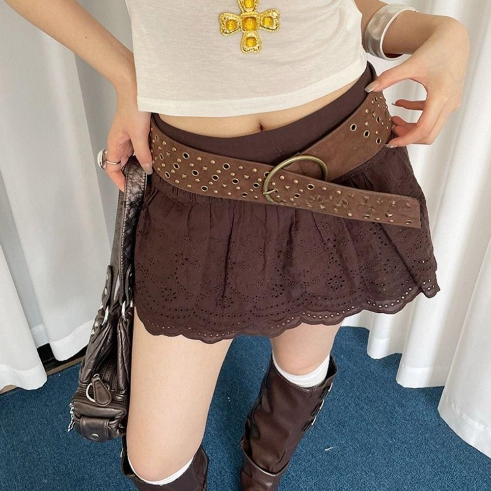 Harajuku Wide Waistband Rivet PU Leather Belt Retro Cowgirl Belt  Dress