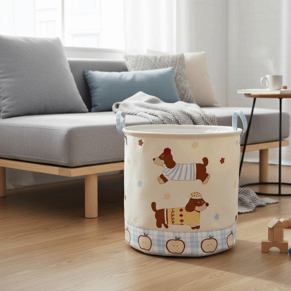 Large Capacity Foldable Laundry Basket Cartoon Toy Storage Bucket Dirty Clothes Organizer Bedroom