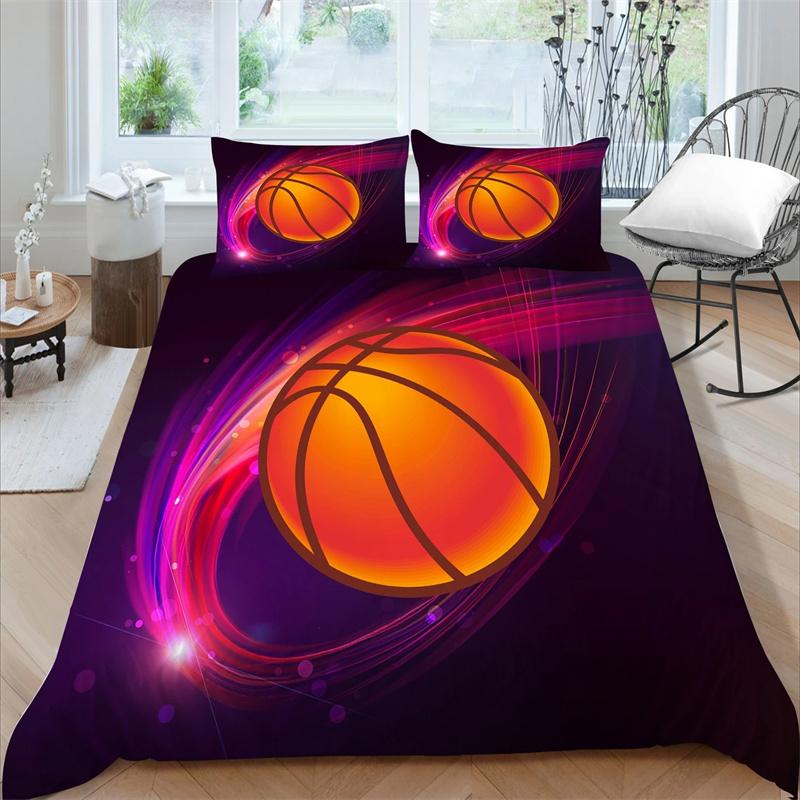 3D Basketball King Queen Duvet Cover Sports Theme Bedding Set for Kids Teens Boys Ball Game Bedroom Decor Soft Comforter Cover