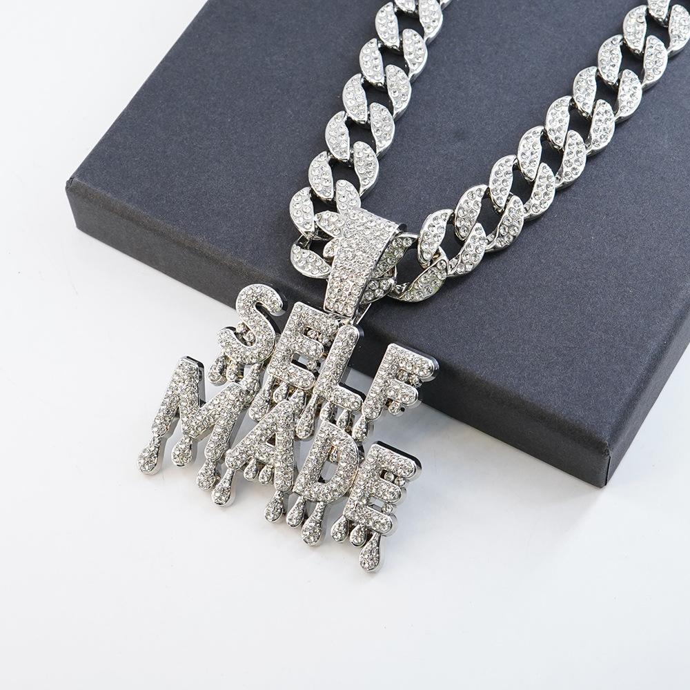 European and American Necklace SELFMADE Double Row Letter Pendant, Personalized and Creative Hip-hop Necklace