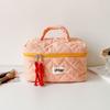 Ins Contrast Color Plaid Handheld Makeup Bag Large Capacity Cosmetic Organizer Square Bag