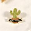 Cartoon Animal & Plant Metal Badge with Cactus Design - Clothing Accessory
