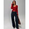 Women S V Neck Long Sleeve Ribbed Button Front Cardigan