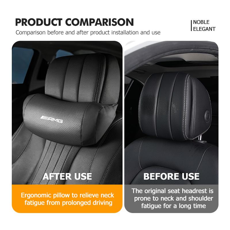 JYZ2 Car Neck Pillow Leather Pack Headrest Pain Relief Lumbar Pillow For Mercedes Benz AMG C180 C300 W124 W176 W177 C200 C260 GLC CLE