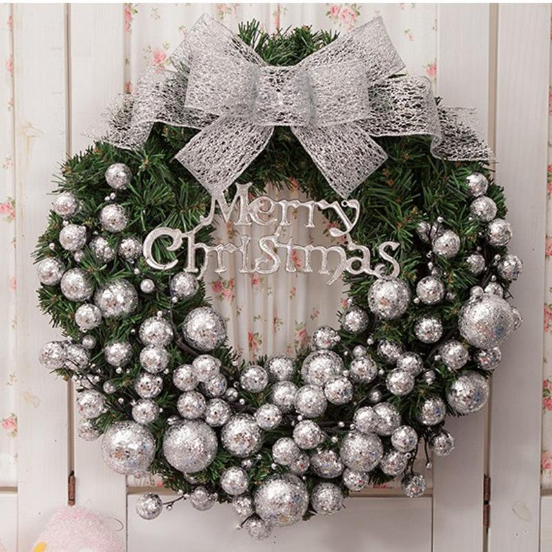 

Рождественский венок диаметром 30 см, имитация ротанга, пластиковый материал, подвесной на дверь, цветочный венок, рождественские украшения для окна 30cm серебряный