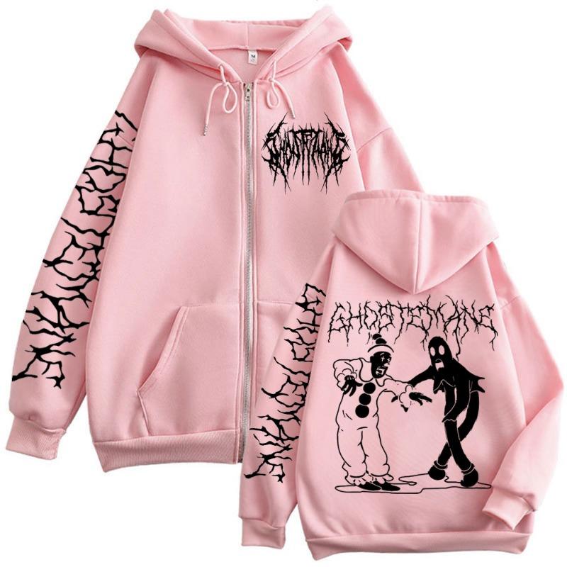 Felpe con cappuccio e zip con stampa Ghostemane Felpe con cappuccio e zip Metal Rock Pop Moda Gotica Pullover Vintage da uomo e da donna