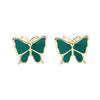 Temperament Mori Three-dimensional Green Korean Version Butterfly Stud Earrings Female Hong Kong Style Retro Fashion Sweet Small Earrings