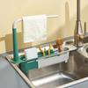 1Pc Multifunctional Telescopic Sink Storage Rack Upgraded Adjustable Sink Sponge Holder Expandable 2-in-1 For Home Kitchen
