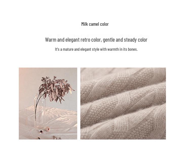 Women's Loose Fit Cashmere Cable Knit High Neck Sweater - Autumn & Winter.