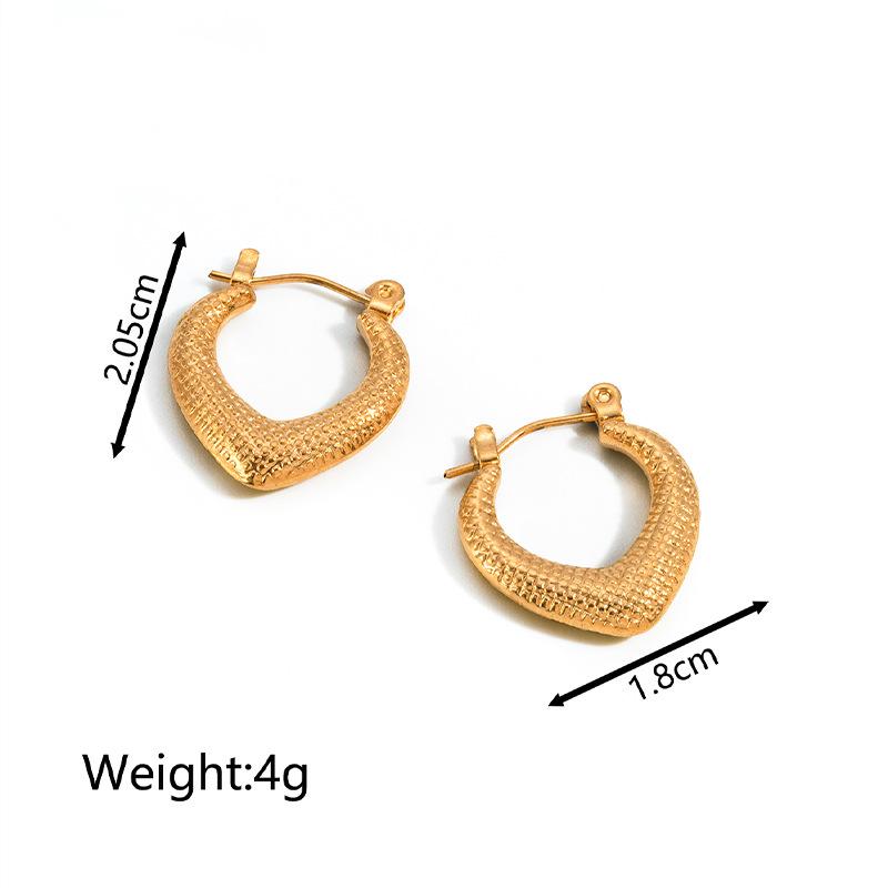 Gold Plated 18K Retro Stainless Steel Earrings Women's Simple Titanium Steel Set Earrings