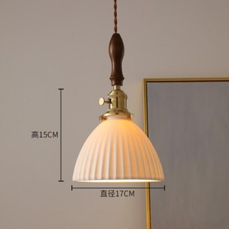 LED Retro E27 Kleine Pendelleuchte Wohnzimmer Schlafzimmer Nachttisch Pendelleuchte Keramik Messing American Nussbaum High-End Barleuchte