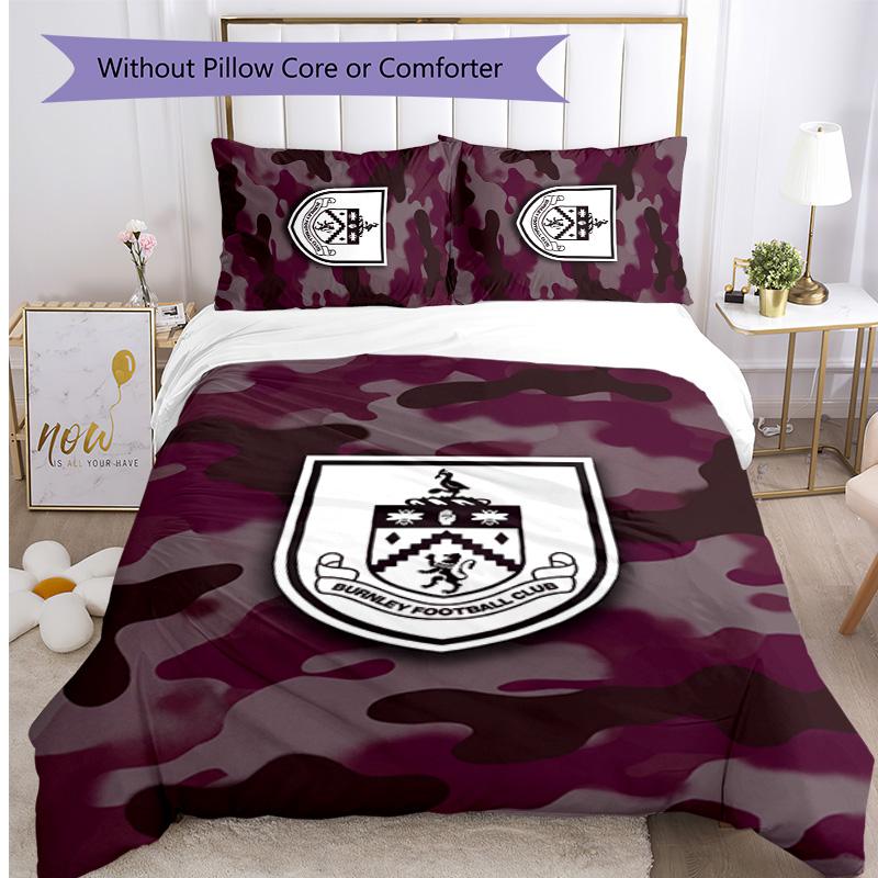 Set Lenzuola Stampato Burnley Football 3 Pezzi, Comodo Set Copripiumino per Camera da Letto Amico della Pelle