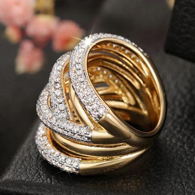 Full Line Inlay Design, Palace Style, Line Design Ring, New Trendy And Elegant Women'S High-End Zircon Accessories