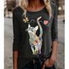 2025 Autumn & Winter Women's New Casual Crew Neck Long Sleeve Top 3D Cat Pattern