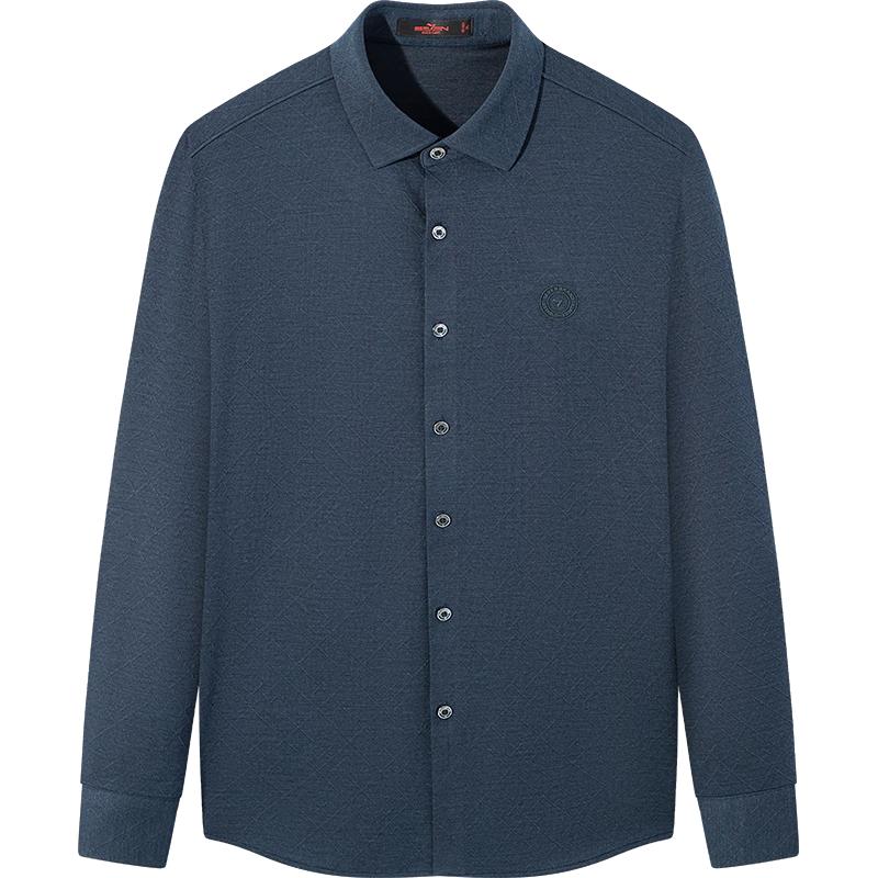 Men s Seamless High-Elastic Wool Blend Jacquard Knit Long Sleeve Shirt XL