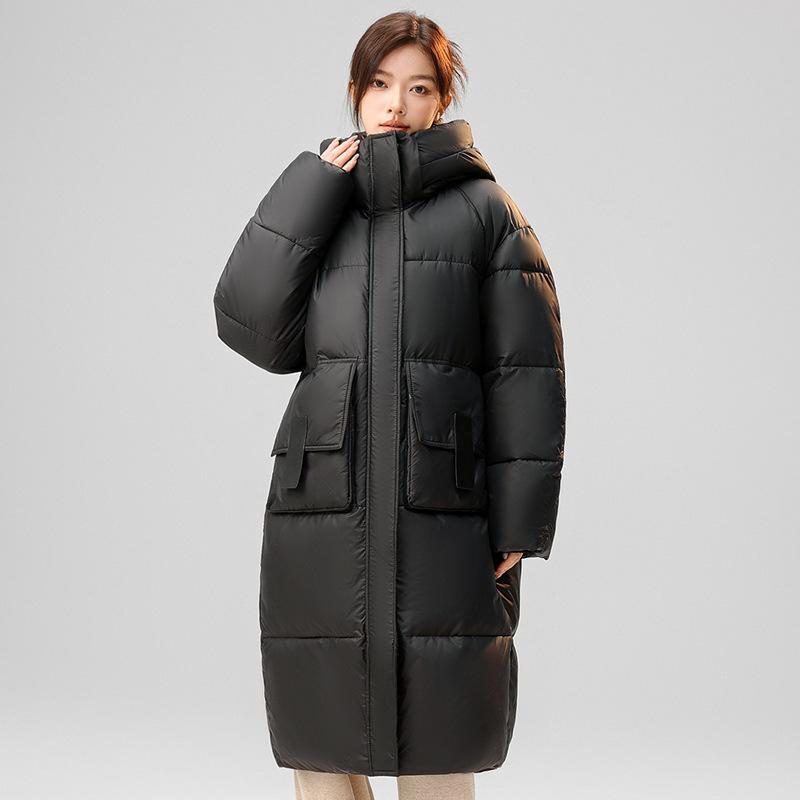

Новое длинное утолщенное пальто свободное женское до колена с капюшоном и длинными рукавами теплое пальто на хлопковой подкладке женское верхнее M